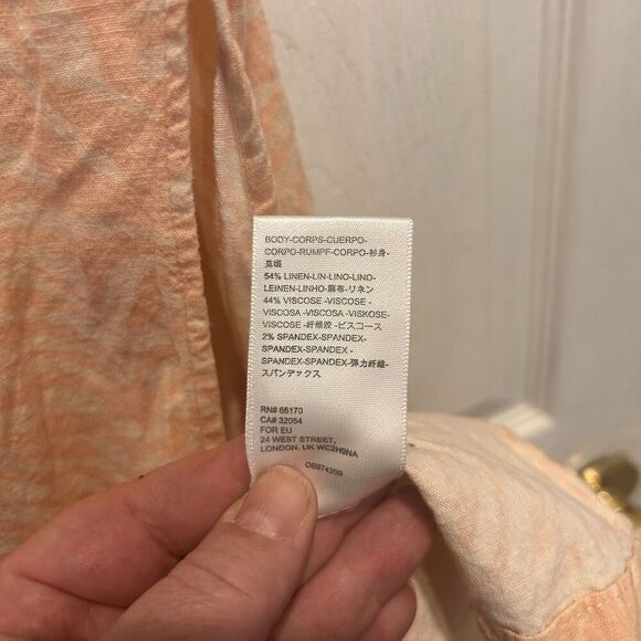 Urban Outfitters Womens Strapless Dress Large Pink Linen Viscose Thigh Slit - Picture 8 of 9